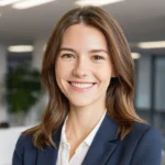 Smiling professional woman in office setting.